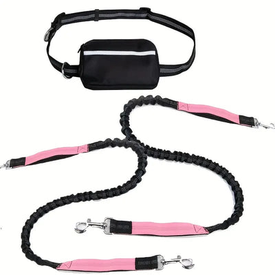 Hands-Free Dog Leash with Zipper Pouch - Shock-Absorbing Bungee & Adjustable Waist Belt - 50% OFF