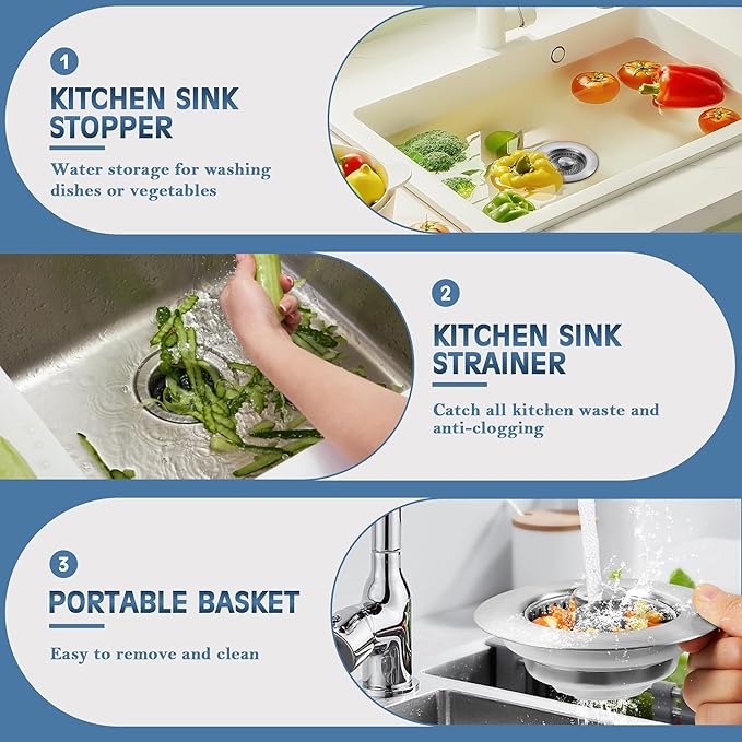 The 3-in-1 Sink Strainer - Never Touch Sink Gunk Again + 50% OFF