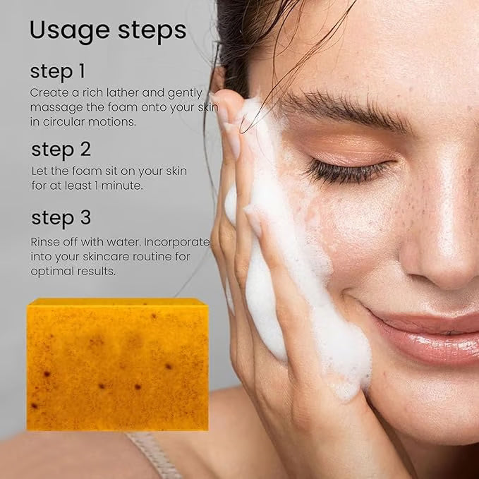 Turmeric & Kojic Acid Brightening Soap - Natural Exfoliating Bar for Body & Face - 1+1 FREE