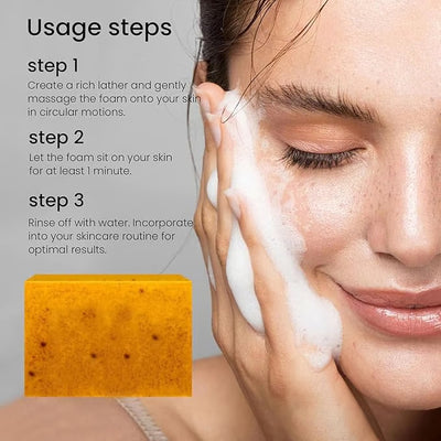 Turmeric & Kojic Acid Brightening Soap - Natural Exfoliating Bar for Body & Face - 1+1 FREE