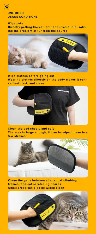 Pet Hair Remover Electrostatic Gloves - Reusable Grooming Gloves for Cats & Dogs - 50% OFF