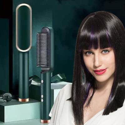 The Anti-Scald Straightening Brush - Sleek Hair, No Burns + 50% OFF