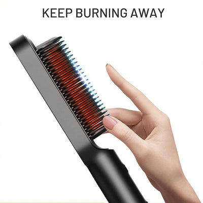 The Anti-Scald Straightening Brush - Sleek Hair, No Burns + 50% OFF