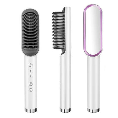 The Anti-Scald Straightening Brush - Sleek Hair, No Burns + 50% OFF