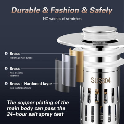 Universal Stainless Steel Drain Strainer - Anti-Clog Sink Stopper Fits 99% of Sink Holes - 50% OFF