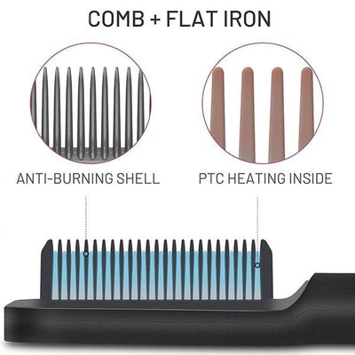 The Anti-Scald Straightening Brush - Sleek Hair, No Burns + 50% OFF