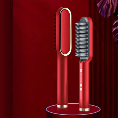 The Anti-Scald Straightening Brush - Sleek Hair, No Burns + 50% OFF