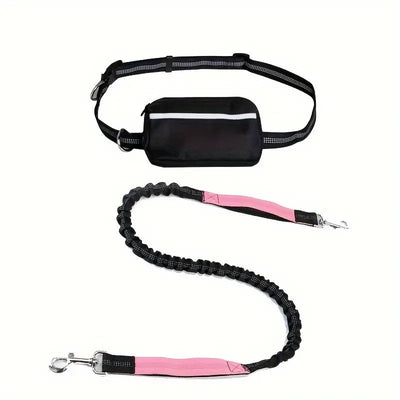 Hands-Free Dog Leash with Zipper Pouch - Shock-Absorbing Bungee & Adjustable Waist Belt - 50% OFF