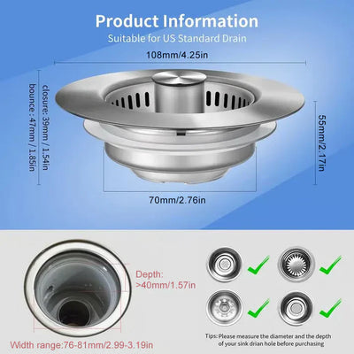 The 3-in-1 Sink Strainer - Never Touch Sink Gunk Again + 50% OFF