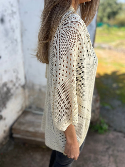 Hollow Half Sleeve Cardigan - Lightweight Chic Layer - 50% OFF