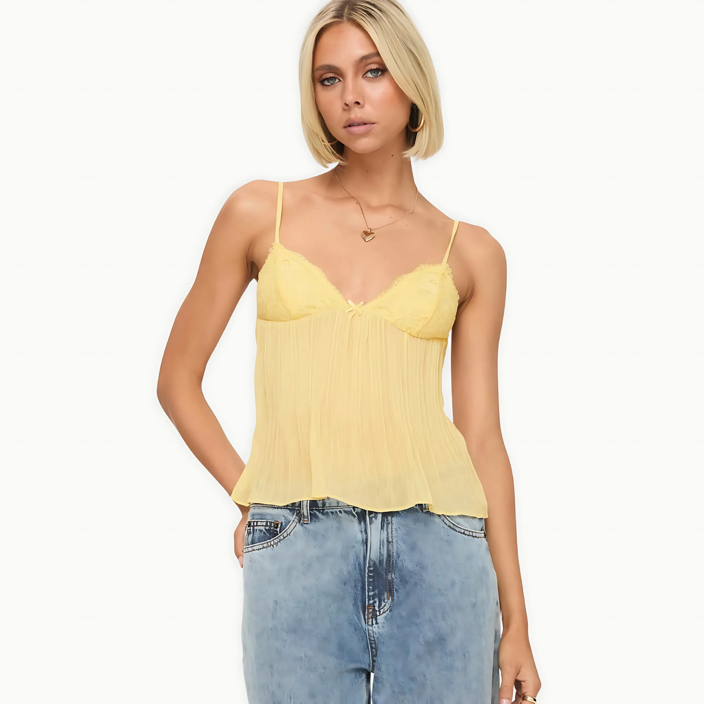 LumiFlow Pleat Cami – Your Radiance, Redefined - 50% OFF