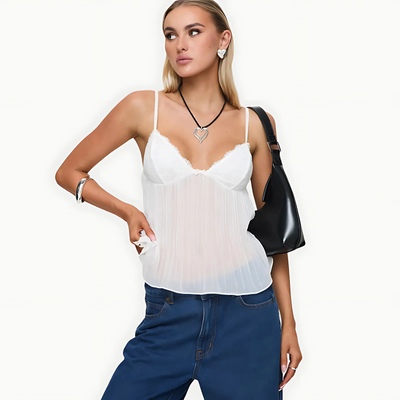 LumiFlow Pleat Cami – Your Radiance, Redefined - 50% OFF