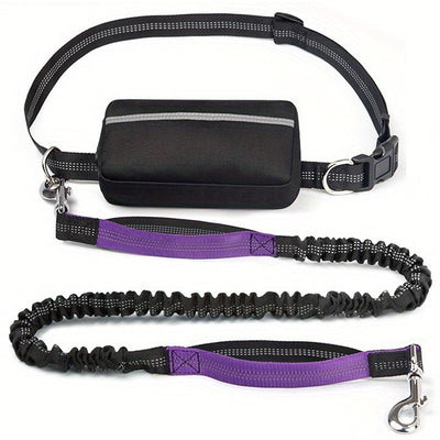 Hands-Free Dog Leash with Zipper Pouch - Shock-Absorbing Bungee & Adjustable Waist Belt - 50% OFF