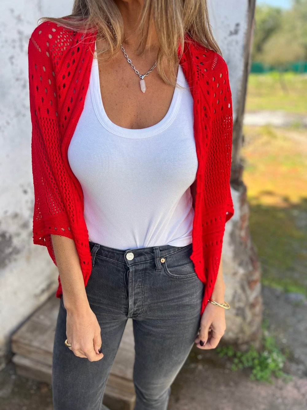 Hollow Half Sleeve Cardigan - Lightweight Chic Layer - 50% OFF