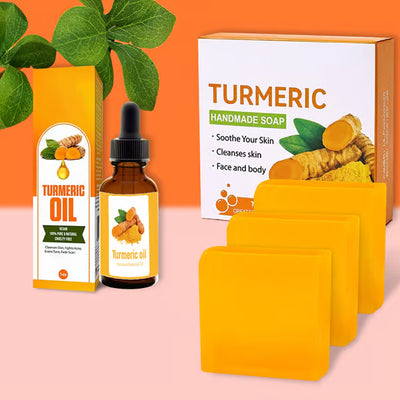 Turmeric & Kojic Acid Brightening Soap - Natural Exfoliating Bar for Body & Face - 1+1 FREE