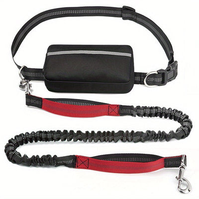 Hands-Free Dog Leash with Zipper Pouch - Shock-Absorbing Bungee & Adjustable Waist Belt - 50% OFF
