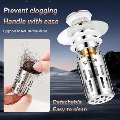 Universal Stainless Steel Drain Strainer - Anti-Clog Sink Stopper Fits 99% of Sink Holes - 50% OFF