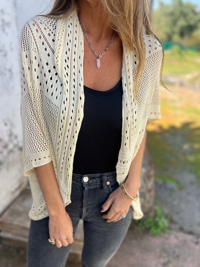 Hollow Half Sleeve Cardigan - Lightweight Chic Layer - 50% OFF