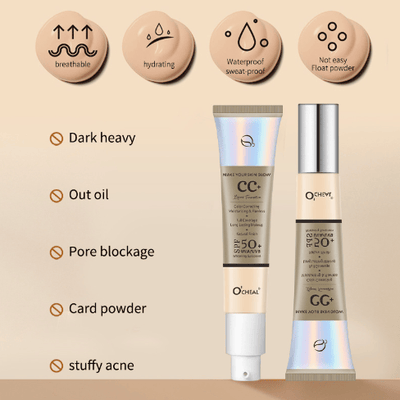 Brush Foundation SPF 50+ Protection – Built-In Applicator Flawless Coverage - 1+1 FREE