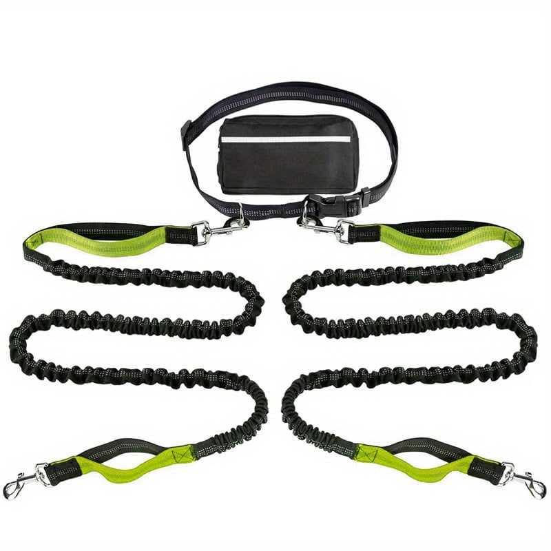 Hands-Free Dog Leash with Zipper Pouch - Shock-Absorbing Bungee & Adjustable Waist Belt - 50% OFF