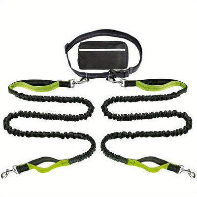 Hands-Free Dog Leash with Zipper Pouch - Shock-Absorbing Bungee & Adjustable Waist Belt - 50% OFF