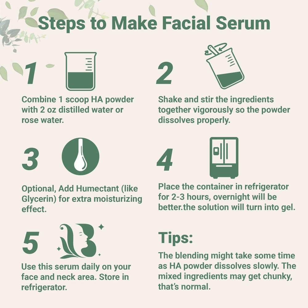 Ultra-Pure Hyaluronic Acid Powder - DIY Facial Serum Booster - 1+1 FREE