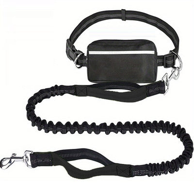 Hands-Free Dog Leash with Zipper Pouch - Shock-Absorbing Bungee & Adjustable Waist Belt - 50% OFF