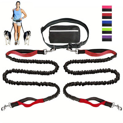 Hands-Free Dog Leash with Zipper Pouch - Shock-Absorbing Bungee & Adjustable Waist Belt - 50% OFF