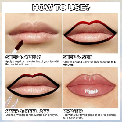 Peel-Off Matte Lip Liner & Tint – Waterproof & Hydrating 6 Rich Shades - 50% OFF