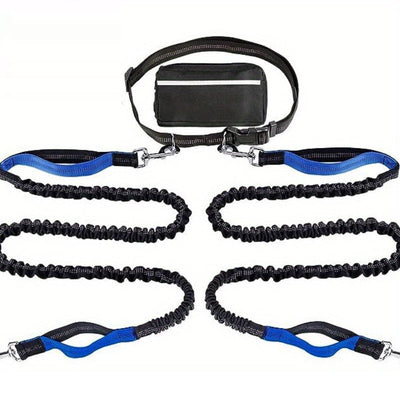 Hands-Free Dog Leash with Zipper Pouch - Shock-Absorbing Bungee & Adjustable Waist Belt - 50% OFF