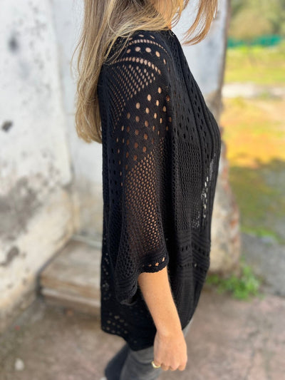 Hollow Half Sleeve Cardigan - Lightweight Chic Layer - 50% OFF