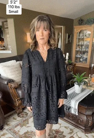 Casual Eyelet Lace Dress – Embroidered Midi Dress – 50% OFF
