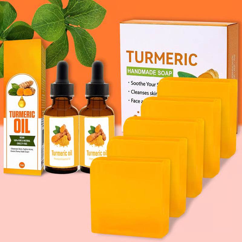 Turmeric & Kojic Acid Brightening Soap - Natural Exfoliating Bar for Body & Face - 1+1 FREE