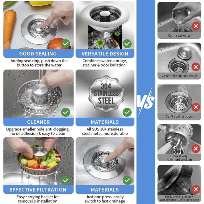 The 3-in-1 Sink Strainer - Never Touch Sink Gunk Again + 50% OFF