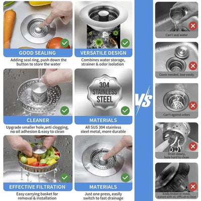 The 3-in-1 Sink Strainer - Never Touch Sink Gunk Again + 50% OFF