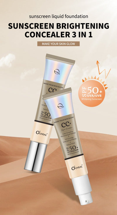 Brush Foundation SPF 50+ Protection – Built-In Applicator Flawless Coverage - 1+1 FREE