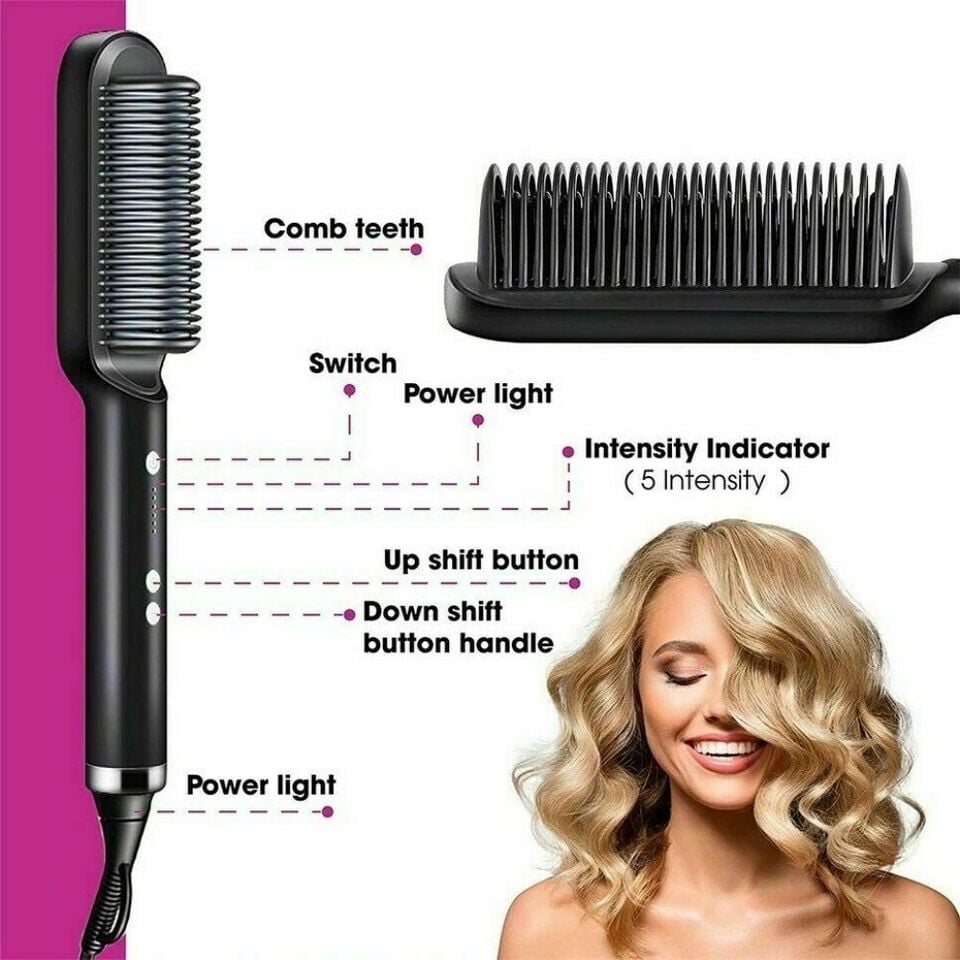 The Anti-Scald Straightening Brush - Sleek Hair, No Burns + 50% OFF