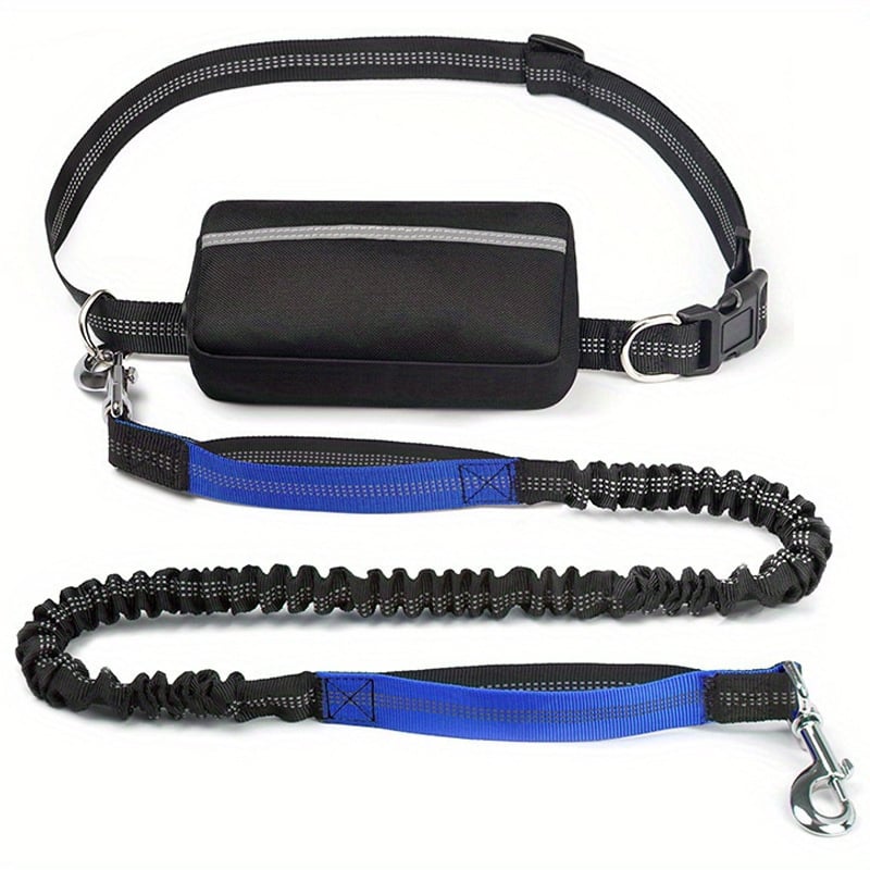 Hands-Free Dog Leash with Zipper Pouch - Shock-Absorbing Bungee & Adjustable Waist Belt - 50% OFF