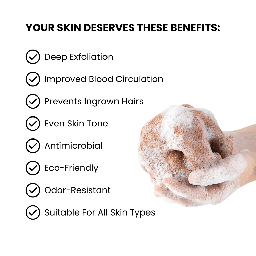 African Exfoliating Net Sponge -  Deep Body Scrubber for Radiant, Smooth Skin - 1+1 FREE