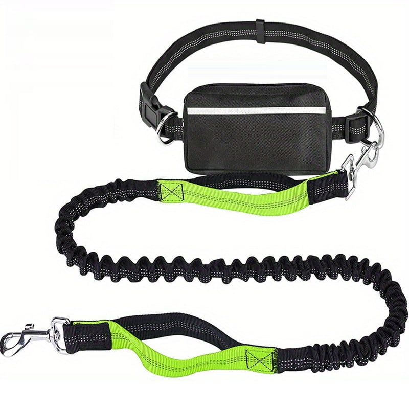 Hands-Free Dog Leash with Zipper Pouch - Shock-Absorbing Bungee & Adjustable Waist Belt - 50% OFF