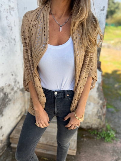 Hollow Half Sleeve Cardigan - Lightweight Chic Layer - 50% OFF