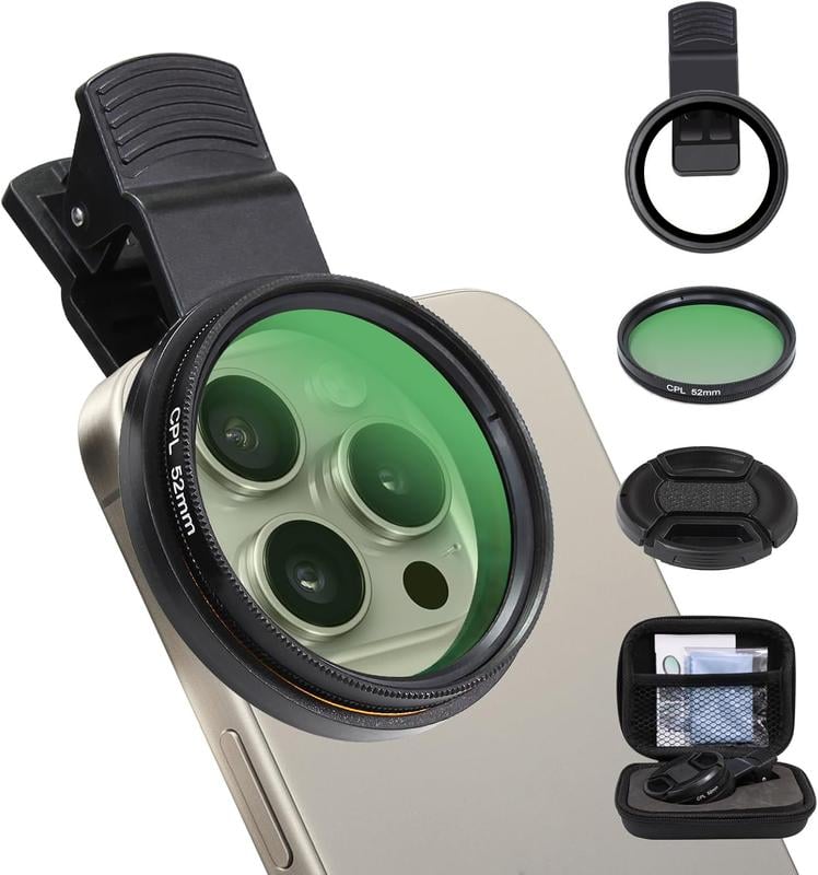 ClearView 52mm Clip-On CPL Filter Kit – Instantly Upgrade Your Phone Camera Clarity - 50% OFF