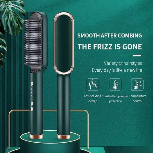 The Anti-Scald Straightening Brush - Sleek Hair, No Burns + 50% OFF