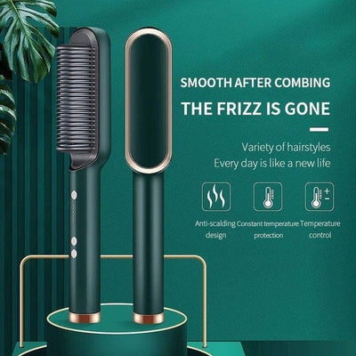 The Anti-Scald Straightening Brush - Sleek Hair, No Burns + 50% OFF