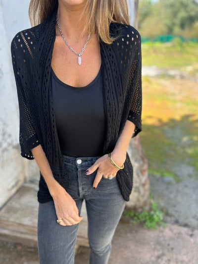 Hollow Half Sleeve Cardigan - Lightweight Chic Layer - 50% OFF