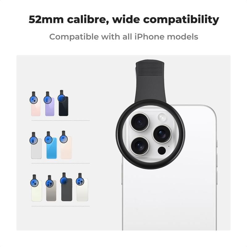 ClearView 52mm Clip-On CPL Filter Kit – Instantly Upgrade Your Phone Camera Clarity - 50% OFF